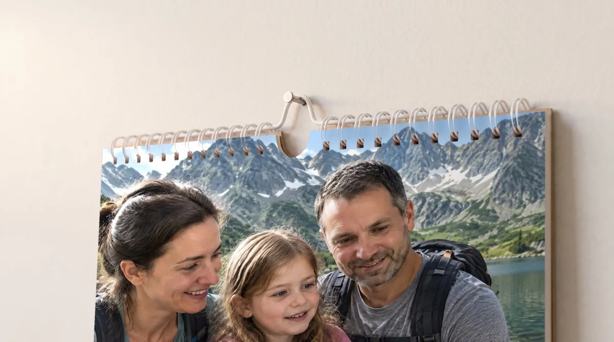 Nástenný fotokalendár A3 — väzba a zavesenie